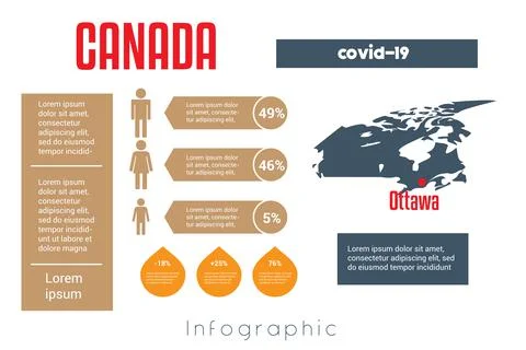 Universal template for infographics with Canada map silhouette. In this case, Stock Illustration