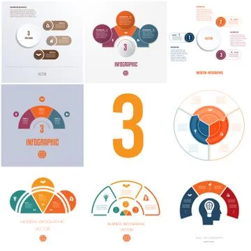 Universal templates elements Infographics conceptual cyclic processes for 3 p Stock Illustration