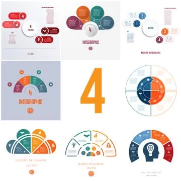 Universal templates elements Infographics conceptual cyclic processes for 4 p Stock Illustration