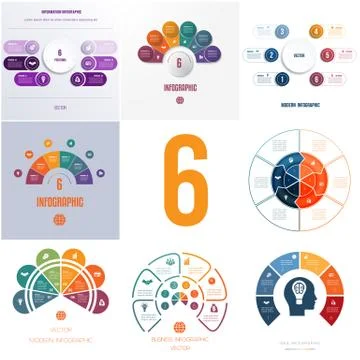 Universal templates elements Infographics conceptual cyclic processes for 6 p イラスト素材