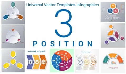 Universal templates set infographics 3 positions Stock Illustration
