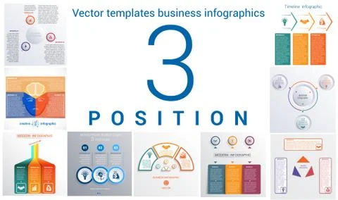 Universal templates set infographics 3 positions Stock Illustration