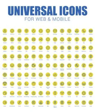 Universal Thin Icons Set 스톡 일러스트