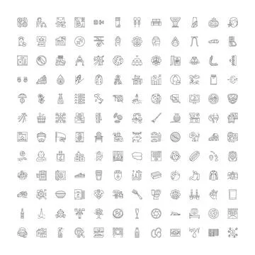 Universal thin line pictograms collection for various concepts Stock Illustration