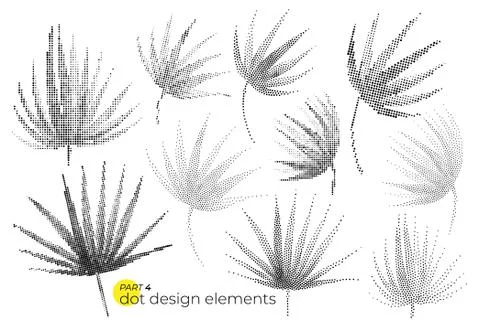 Universal trend dotty leaves set. Dotted bright bold elements co Stock Illustration