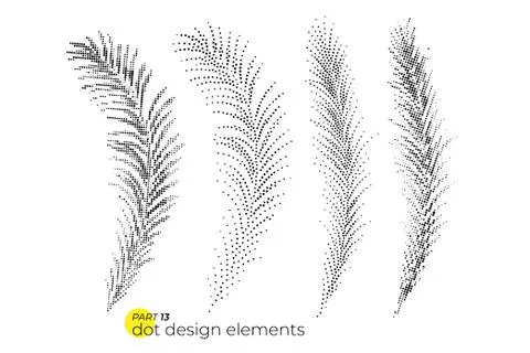 Universal trend dotty leaves set. Dotted bright bold elements co Stock Illustration