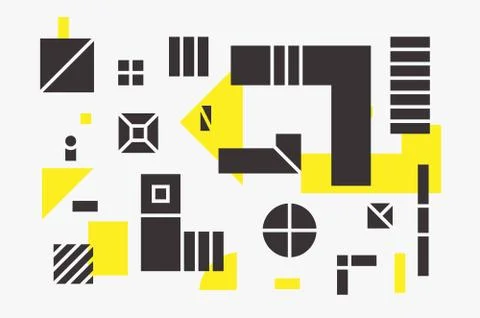 Universal trend linear geometric shapes set with halftone elements Stock Illustration