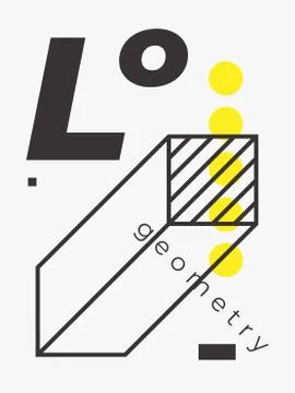 Universal trend poster. Linear geometric shapes set with halftone elements Illustrazione stock
