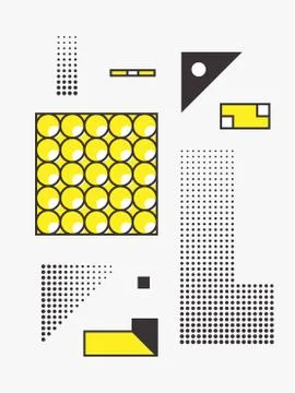 Universal trend poster. Linear geometric shapes set with halftone elements Stock Illustration