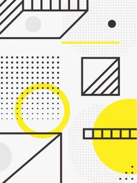 Universal trend poster. Linear geometric shapes set with halftone elements Illustrazione stock