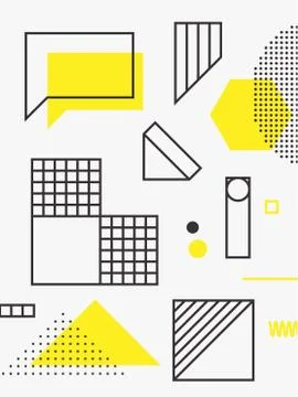 Universal trend poster. Linear geometric shapes set with halftone elements Stock Illustration