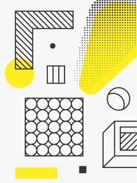 Universal trend poster. Linear geometric shapes set with halftone elements Stock Illustration