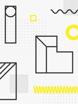 Universal trend poster. Linear geometric shapes set with halftone elements Stock Illustration
