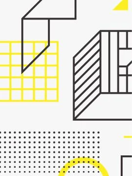 Universal trend poster. Linear geometric shapes set with halftone elements Stock Illustration