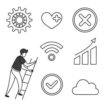 Universal User Experience UI Icons Illustrazione stock