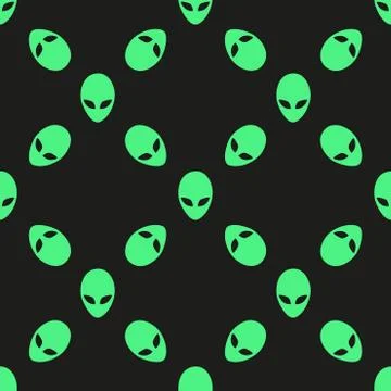 Universal vector alien heads seamless patterns Stock Illustration