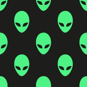 Universal vector alien heads seamless patterns Stock Illustration