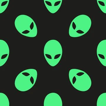 Universal vector alien heads seamless patterns Stock Illustration