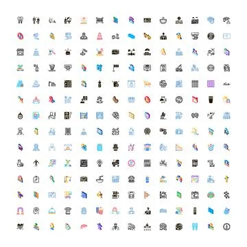 Universal vector icons pack business technology web Stock Illustration