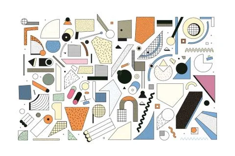 Universal vector memphis elements set Illustrazione stock