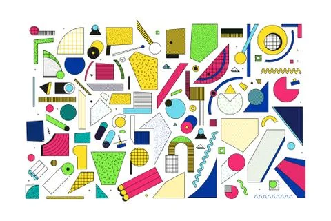 Universal vector memphis elements set Stock Illustration