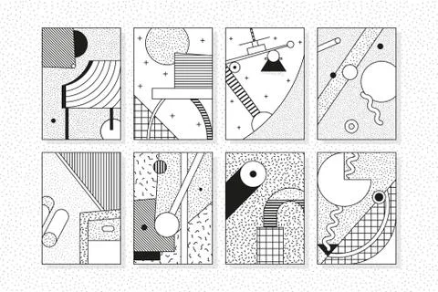 Universal vector memphis posters set Stock Illustration