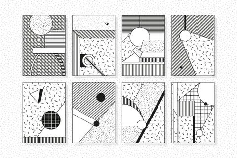 Universal vector memphis posters set Stock Illustration