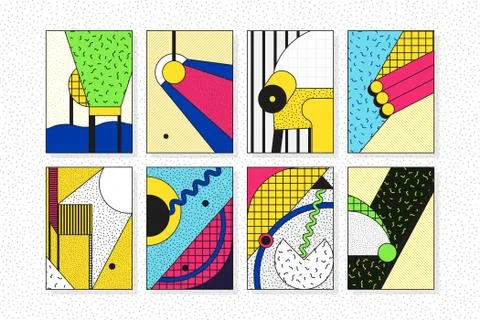 Universal vector memphis posters set Stock Illustration