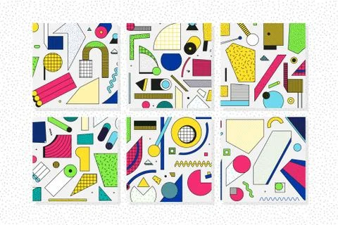 Universal vector memphis posters set Stock Illustration
