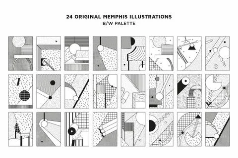 Universal vector memphis posters set Stock Illustration