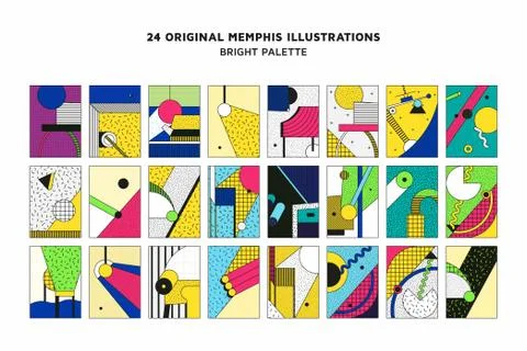 Universal vector memphis posters set Stock Illustration