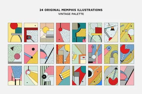 Universal vector memphis posters set Stock Illustration