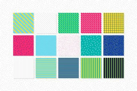 Universal vector memphis seamless patterns set Stock Illustration