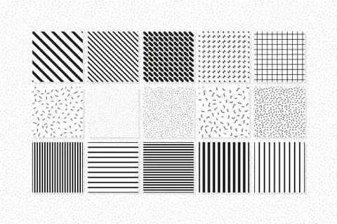 Universal vector memphis seamless patterns set Stock Illustration