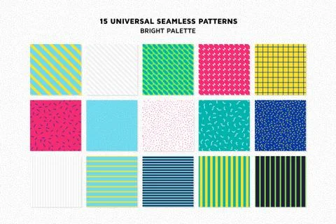 Universal vector memphis seamless patterns set Stock Illustration