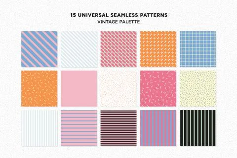 Universal vector memphis seamless patterns set Stock Illustration