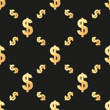 Universal vector seamless patterns tiling. Finance theme with gold dollar symbol Stock Illustration