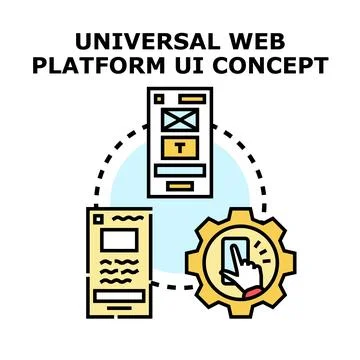 Universal web platform ui concept development process Stock Illustration