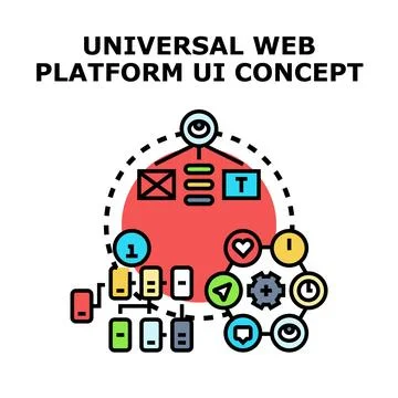 Universal web platform ui design concept developing Stock Illustration