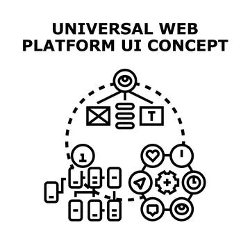 Universal web platform ui design concept developing 库存插图