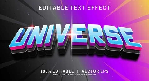 Universe 3d vector text effect with modern style design Stock Illustration
