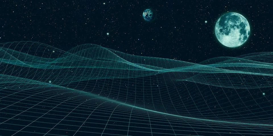 Universe and lines, structure, digital connection, grid of the future Artif.. 스톡 일러스트