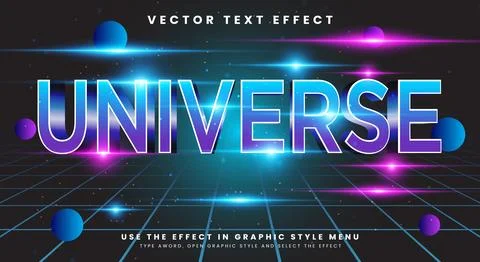 Universe editable text effect template Illustrazione stock
