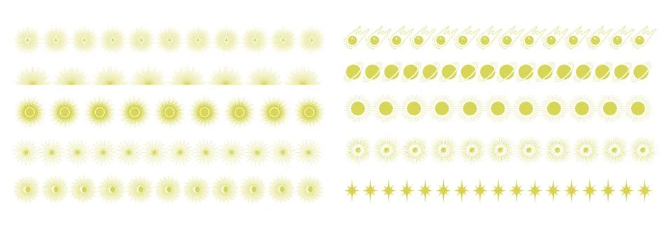 Universe elements borders collection. Bright heavenly childish fantasy decora Stock Illustration