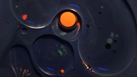 Universe of moving colour bubbles. Abstract pattern. Fantastic paint moving in Stock Footage 85136679