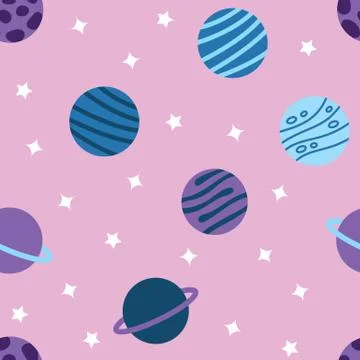 Universe With Planets Seamless Pattern. Vector Illustration Stock Illustration