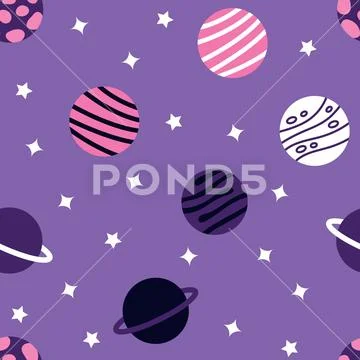 Universe With Planets Seamless Pattern. Vector Illustration Stock Illustrationen