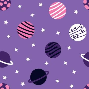 Universe With Planets Seamless Pattern. Vector Illustration Stock Illustration