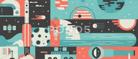 Universe rocket design background concept Stock Illustrationen