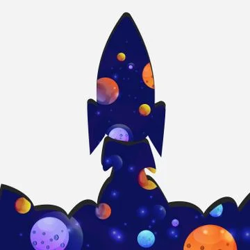 Universe in the rocket shape. Stock Illustration
